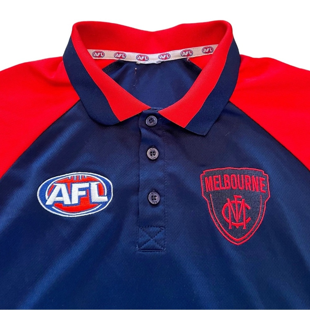 AFL Melbourne Demons Polo Shirt Size M Blue Red Australian Rules Football Dees - Picture 2 of 6